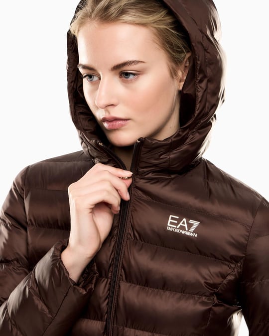 EA7 Ea7 Erkek Kapüşonlu Yaka Uzun Kollu Fermuarlı Kahverengi Mont 7W000684 AF12475-U6063