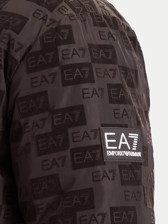 EA7 Ea7 Erkek Logo Baskı Desenli Dik Yakalı Fermuarlı Uzun Kollu Kahverengi Ceket 7M002389 AF26931-U6027