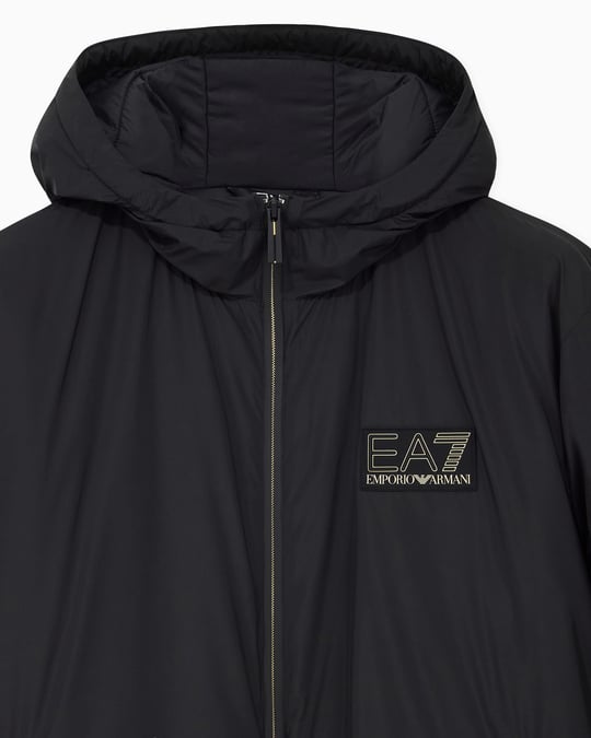 EA7 Ea7 Erkek Logo Detaylı Kapüşonlu Uzun Kollu Siyah Ceket 7M002102 AF25750-UC001
