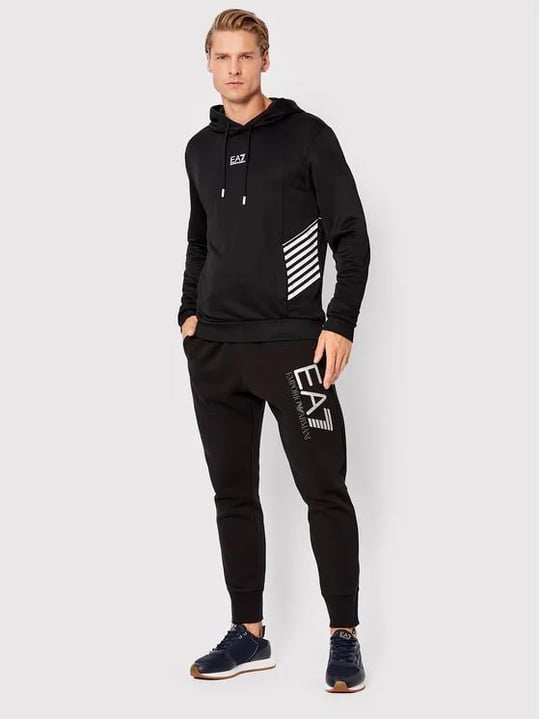 Ea7 Ea7 Erkek Marka Logo Detaylı Kapşonlu İpli Siyah1 Sweatshirt 6LPM03 PJ16Z-1200