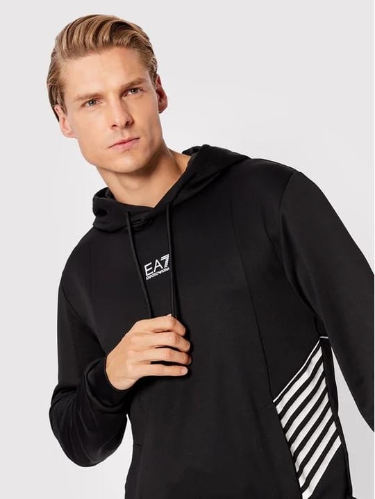 Ea7 Ea7 Erkek Marka Logo Detaylı Kapşonlu İpli Siyah1 Sweatshirt 6LPM03 PJ16Z-1200
