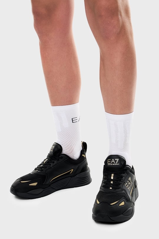 EA7 Ea7 Erkek Marka Logolu Rahat Taban Bağıcıklı Siyah-Gold Sneaker 7X000308 AF18447-MZ177