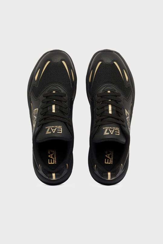 EA7 Ea7 Erkek Marka Logolu Rahat Taban Bağıcıklı Siyah-Gold Sneaker 7X000308 AF18447-MZ177