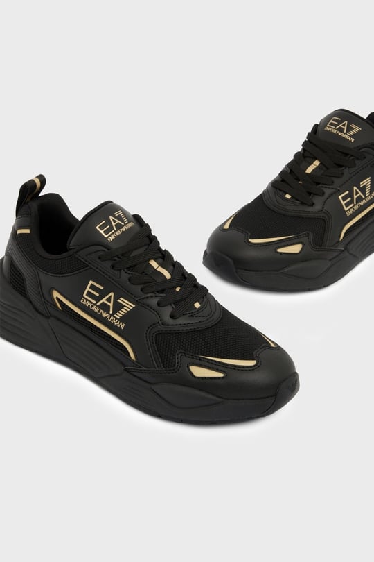 EA7 Ea7 Erkek Marka Logolu Rahat Taban Bağıcıklı Siyah-Gold Sneaker 7X000308 AF18447-MZ177