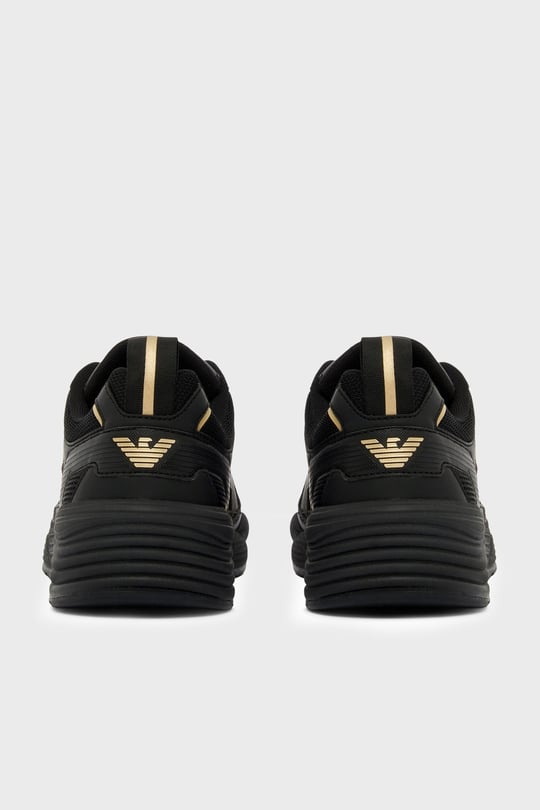 EA7 Ea7 Erkek Marka Logolu Rahat Taban Bağıcıklı Siyah-Gold Sneaker 7X000308 AF18447-MZ177