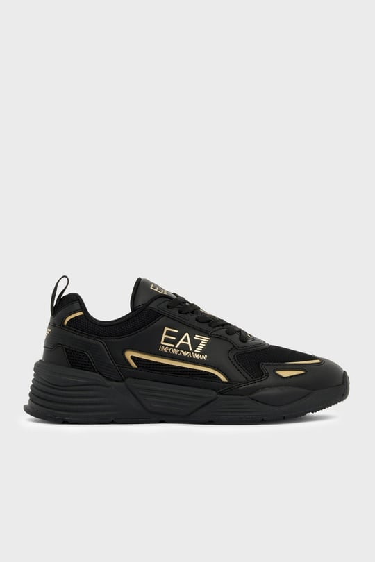 EA7 Ea7 Erkek Marka Logolu Rahat Taban Bağıcıklı Siyah-Gold Sneaker 7X000308 AF18447-MZ177