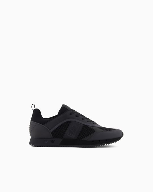 EA7 Ea7 Erkek Nefes Alabilen File Detaylı Rahat Taban Kartal Logo Motifli Siyah Sneaker 7X000334 AF18610-MC178