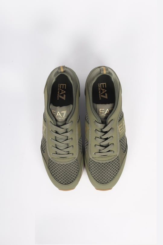 EA7 Ea7 Erkek Nefes Alabilen File Detaylı Rahat Taban Kartal Logo Motifli Haki Sneaker 7X000334 AF18610-MZ918