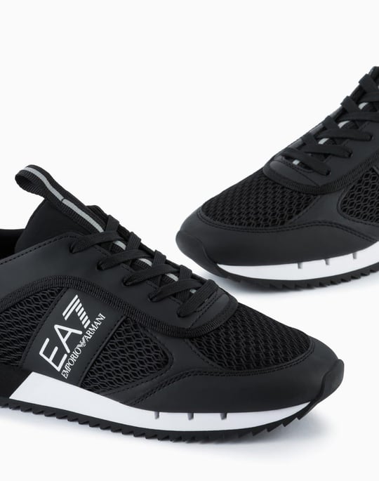 EA7 Ea7 Erkek Nefes Alabilen File Detaylı Rahat Taban Kartal Logo Motifli Beyaz-Siyah Sneaker 7X000334 AF18610-MC001