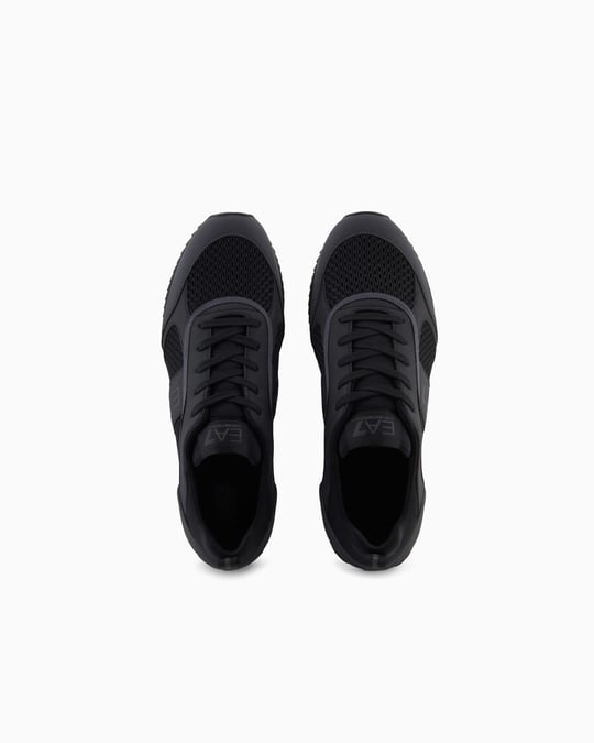 EA7 Ea7 Erkek Nefes Alabilen File Detaylı Rahat Taban Kartal Logo Motifli Siyah Sneaker 7X000334 AF18610-MC178
