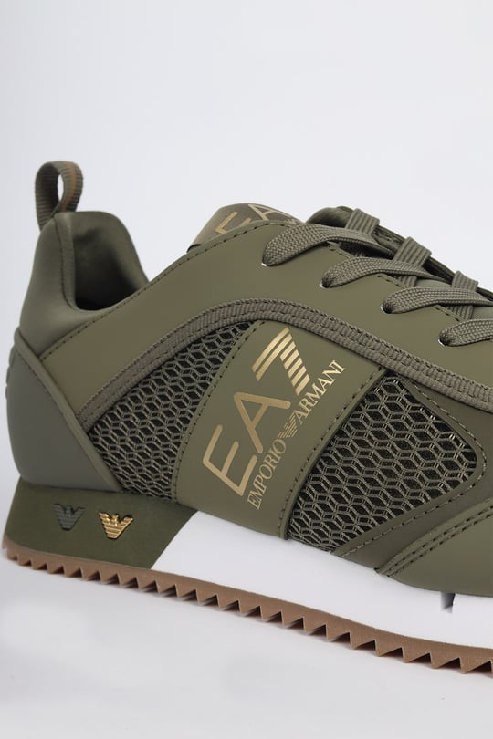 EA7 Ea7 Erkek Nefes Alabilen File Detaylı Rahat Taban Kartal Logo Motifli Haki Sneaker 7X000334 AF18610-MZ918