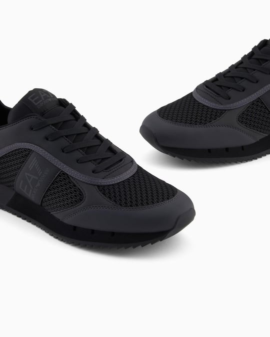 EA7 Ea7 Erkek Nefes Alabilen File Detaylı Rahat Taban Kartal Logo Motifli Siyah Sneaker 7X000334 AF18610-MC178