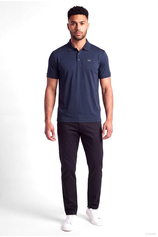 EA7 Ea7 Erkek Normal Kalıp Plaka Logo Detaylı Kısa Kollu Lacivert Polo Yaka T-Shirt 7M002097 AF13862-UB102