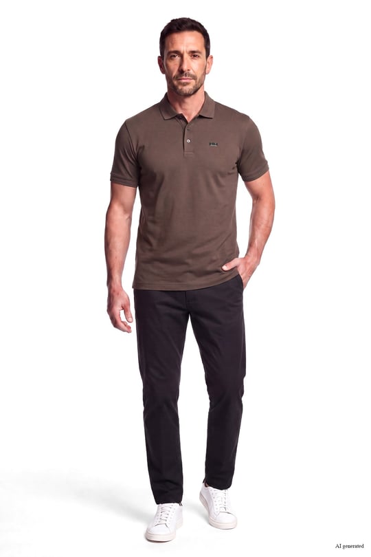EA7 Ea7 Erkek Normal Kalıp Plaka Logo Detaylı Kısa Kollu Kahverengi Polo Yaka T-Shirt 7M002097 AF13862-U6027