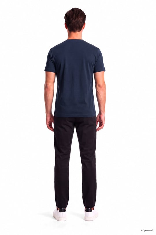 EA7 Ea7 Erkek Normal Kalıp Yumuşak Dokuma Kumaşlı Plaka Logolu Kısa Kollu Lacivert T-Shirt 7M002096 AF13862-UB102