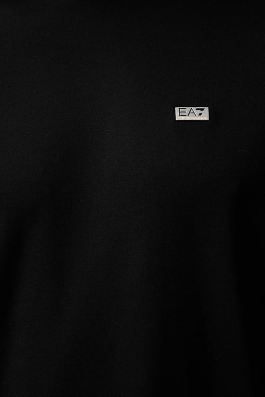 EA7 Ea7 Erkek Normal Kalıp Yumuşak Dokuma Kumaşlı Plaka Logolu Kısa Kollu Siyah T-Shirt 7M002096 AF13862-UC001