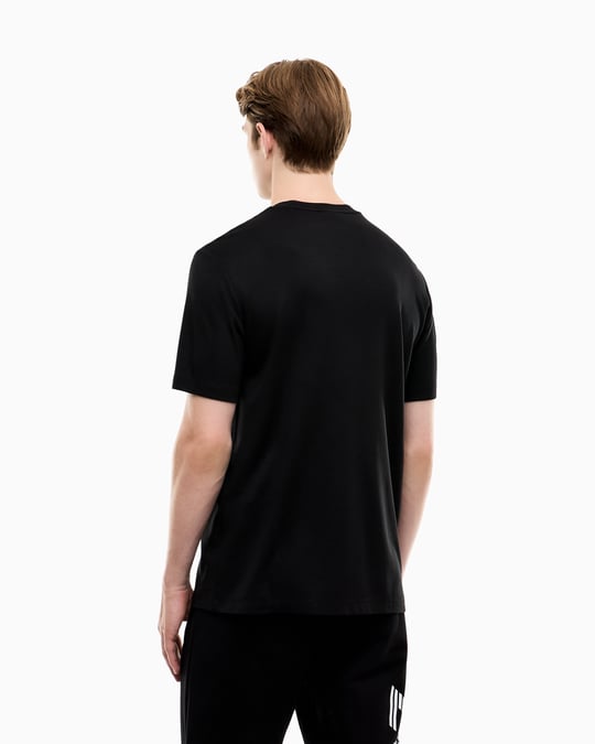 EA7 Ea7 Erkek Normal Kalıp Yuvarlak Yakalı Logo Basklı Kısa Kollu Siyah T-Shirt 7M002238 AF13739-UC001
