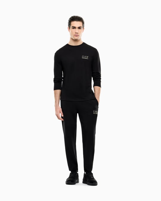 EA7 Ea7 Erkek Normal Kalıp Yuvarlak Yakalı Uzun Kollu Siyah T-Shirt 7M002240 AF13739-UC001