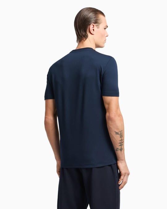 Ea7 Ea7 Erkek Normal Kesim Göğüste EA7 Logolu Yuvarlak Yaka Kısa Kollu Lacivert T-Shirt 7M000092 AF13870-UB102