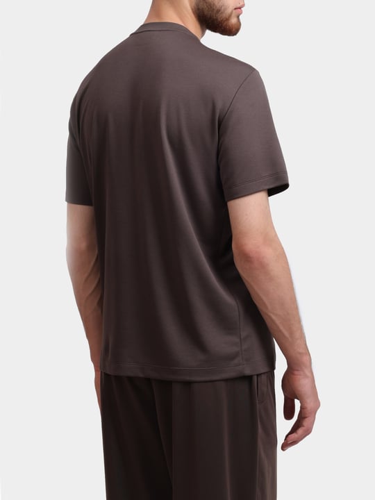 EA7 Ea7 Erkek Normal Kesim Göğüste EA7 Logolu Yuvarlak Yaka Kısa Kollu Kahverengi T-Shirt 7M000092 AF13870-U6139