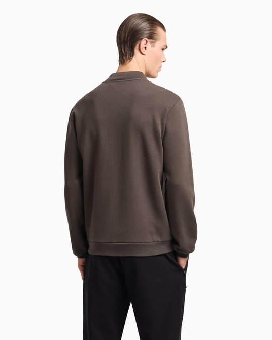 Ea7 Ea7 Erkek Pamuklu İnterlok Normal Kesim Fermuar Kapamalı Dik Yaka Uzun Kollu Kahverengi Sweatshirt 7M000093 AF12116-U6139