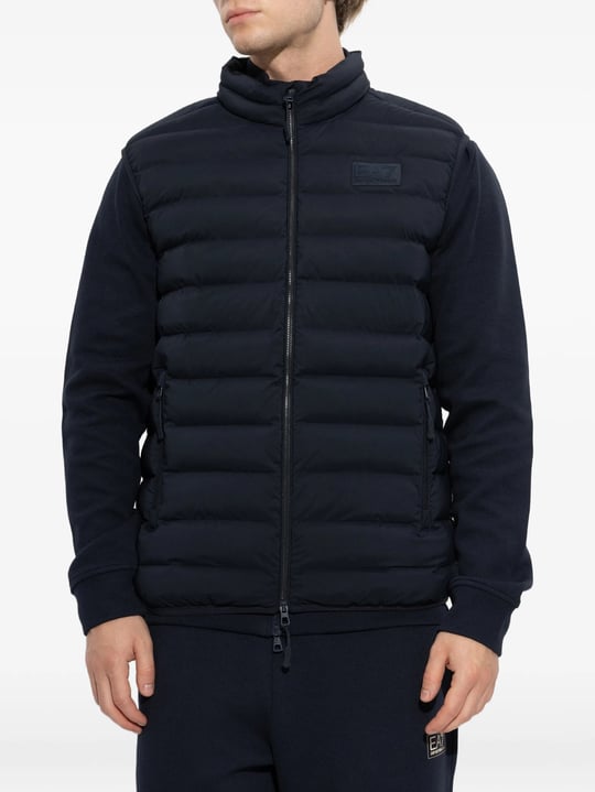 EA7 Ea7 Erkek Pamuklu Regular Fit Kapitoneli Kapüşonlu Fermuarlı Lacivert Yelek 7M002381 AF15953-UB102