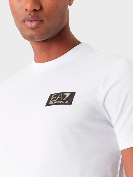 Ea7 Ea7 Erkek Pamuklu Yuvarlak Yaka Marka Logolu Beyaz T-Shirt 3RPT19 PJM9Z-1100