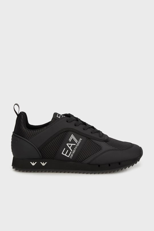 EA7 Ea7 Erkek Rahat Taban Nefes Alabilen File Detaylı Kartal Motifli Siyah-Gümüş Sneaker 7X000337 AF18613-MZ186
