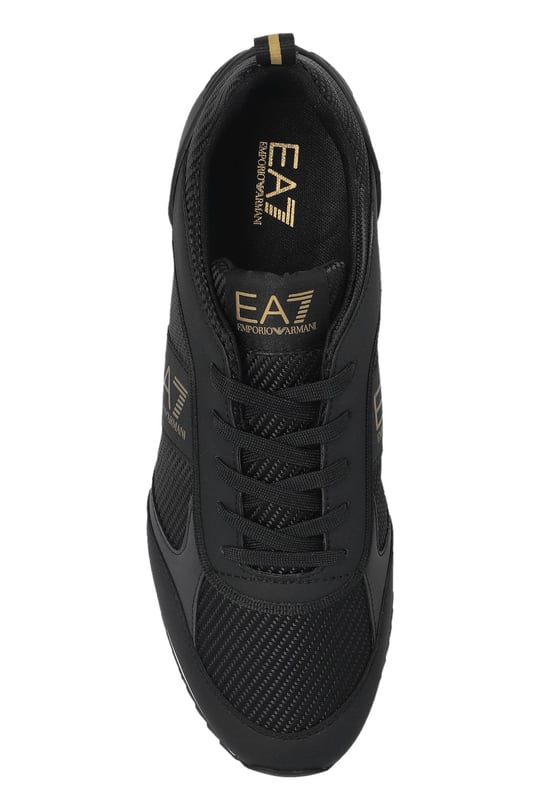 EA7 Ea7 Erkek Rahat Taban Nefes Alabilen File Detaylı Kartal Motifli Siyah-Altın-Beyaz Sneaker 7X000337 AF18613-MZ185