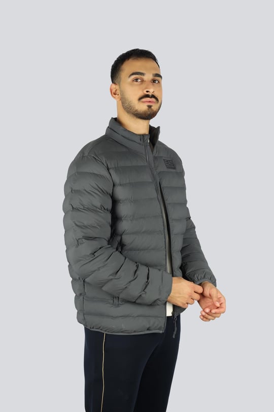 EA7 Ea7 Erkek Regular Fit Fermuar Kapamalı Dik Yaka Uzun Kollu Gri Ceket 7M000684 AF15953-U8117