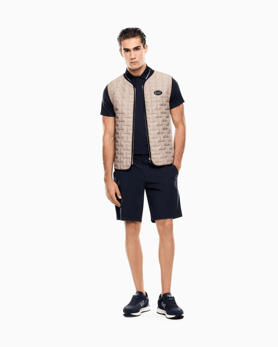 EA7 Ea7 Erkek Vücut Sıcaklığını Sabit Tutan Kumaş Dar Kalıp Logo Desenli Kısa Kollu Lacivert Polo Yaka T-Shirt 7M001288 AF13520-UB102