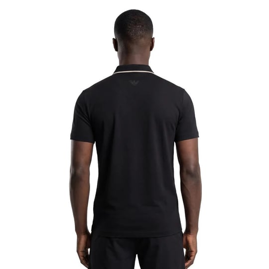 EA7 Ea7 Erkek Vücut Sıcaklığını Sabit Tutan Kumaş Dar Kalıp Logo Desenli Kısa Kollu Siyah Polo Yaka T-Shirt 7M001288 AF13520-UC001