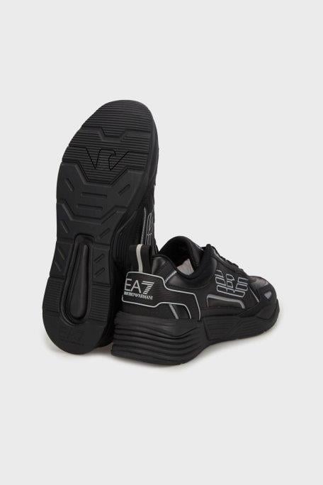 EA7 Ea7 Erkek Yüksek Rahat Taban Kartal Logolu Siyah-Gümüş Sneaker 7X000306 AF18446-MC032