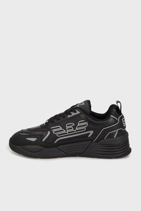 EA7 Ea7 Erkek Yüksek Rahat Taban Kartal Logolu Siyah-Gümüş Sneaker 7X000306 AF18446-MC032