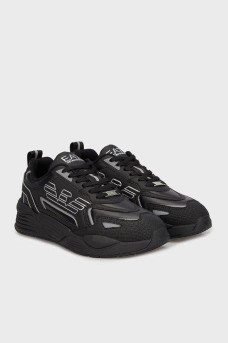 EA7 Ea7 Erkek Yüksek Rahat Taban Kartal Logolu Siyah-Gümüş Sneaker 7X000306 AF18446-MC032