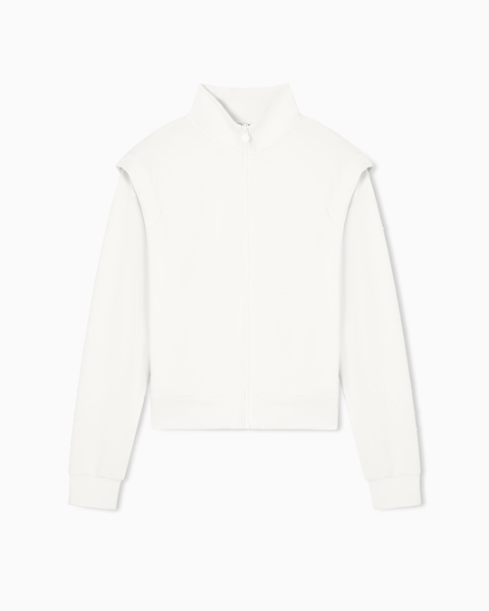 EA7 Ea7 Kadın Modal İçerikli İnterlok Kumaşlı Dik Yaka Kolları Taş Detaylı Beyaz Sweatshirt 7W001016 AF24375-U1142