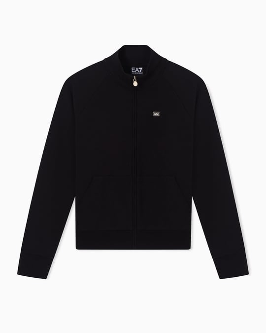 EA7 Ea7 Kadın Normal Kalıp Dik Yakalı Logo Etiketli Uzun Kollu Siyah Sweatshirt 7W000457 AF13135-UC001