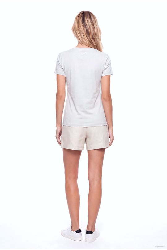 EA7 Ea7 Kadın Normal Kesim Yapay Taş Desenli Logo Detaylı Yuvarlak Yakalı Kısa Kollu Beyaz T-Shirt 7W001399 AF14880-U9001