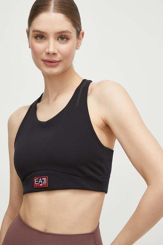 Ea7 Ea7 Kadın Pamuklu Yuvarlak Kolsuz Günlük Siyah Spor Büstiyer 3DTH54 TJTFZ-1200