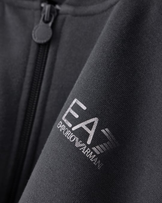 EA7 Ea7 Kadın Rahat Kalıp Düşük Omuzlu Logo Detaylı Uzun Kollu Fermuarlı Antrasit Sweatshirt 7W001401 AF20758-U8117