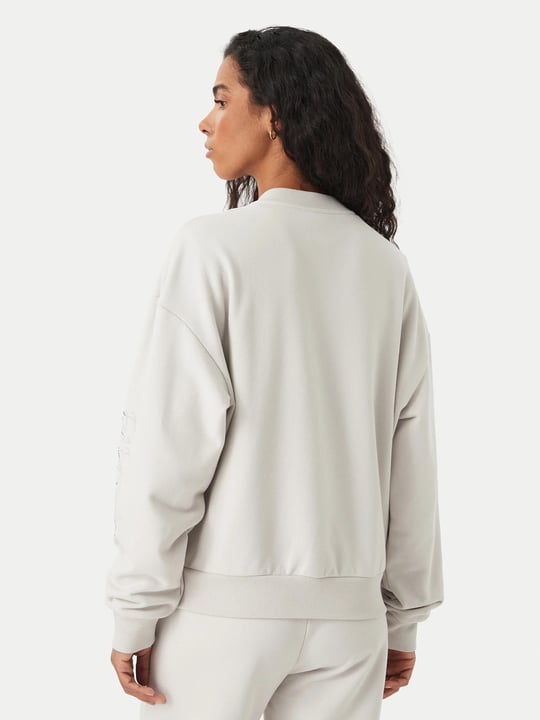 EA7 Ea7 Kadın Rahat Kalıp Düşük Omuzlu Logo Detaylı Uzun Kollu Fermuarlı Lacivert Sweatshirt 7W001401 AF20758-U9001