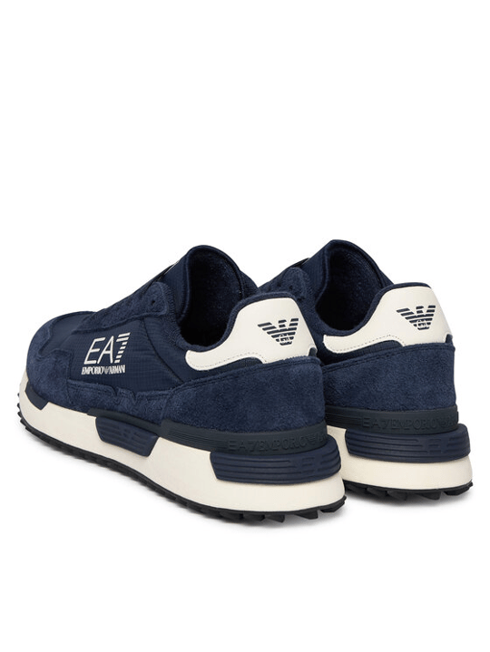 EA7 Ea7 Unısex Düşük Bilekli Rahat Tabanlı Süet Detaylı EA7 Logo Desenli Deri Lacivert Sneaker 7X000380 AF19175-MZ157