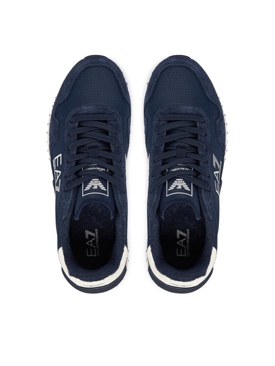 EA7 Ea7 Unısex Düşük Bilekli Rahat Tabanlı Süet Detaylı EA7 Logo Desenli Deri Lacivert Sneaker 7X000380 AF19175-MZ157