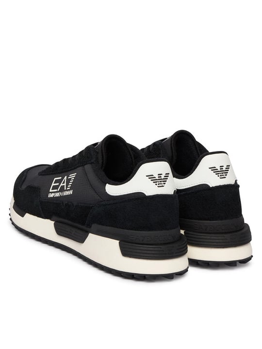 EA7 Ea7 Unısex Düşük Bilekli Rahat Tabanlı Süet Detaylı EA7 Logo Desenli Deri Siyah Sneaker 7X000380 AF19175-MC138