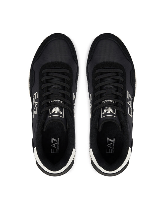 EA7 Ea7 Unısex Düşük Bilekli Rahat Tabanlı Süet Detaylı EA7 Logo Desenli Deri Siyah Sneaker 7X000380 AF19175-MC138