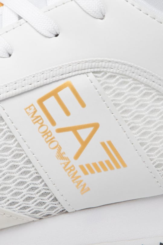 Ea7 Ea7 UNISEX Fileli Şerit Logolu Bağıcıklı Beyaz-Altın Sneaker X8X027 XK050-Q597