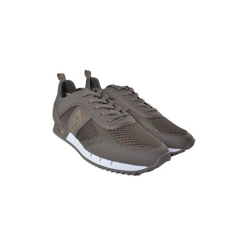 Ea7 Ea7 UNISEX Fileli Şerit Logolu Bağıcıklı Kahverengi-Altın Sneaker X8X027 XK050-S294