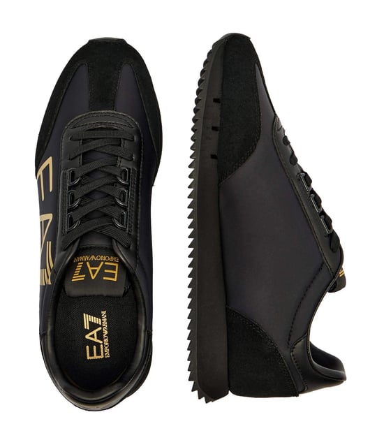 EA7 Ea7 Unısex Kalın Rahat Taban Logo Desenli Süet Detaylı Siyah Sneaker 7X000541 AF18609-MZ177