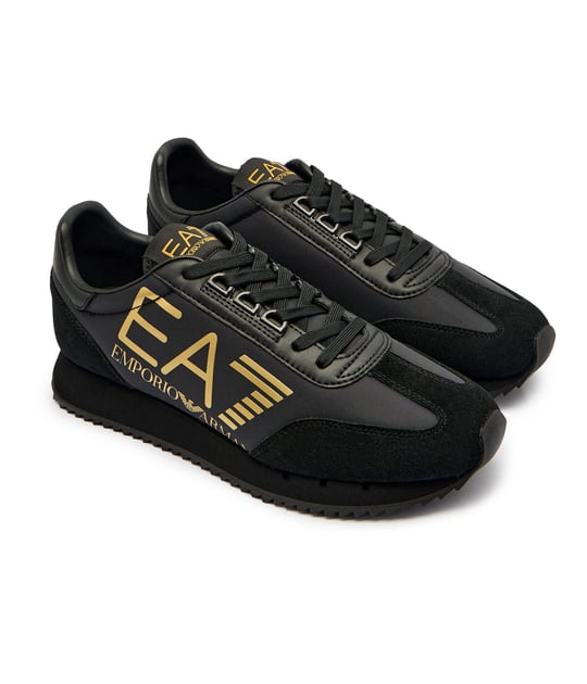 EA7 Ea7 Unısex Kalın Rahat Taban Logo Desenli Süet Detaylı Siyah Sneaker 7X000541 AF18609-MZ177