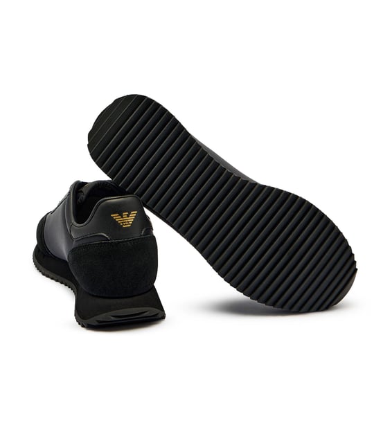 EA7 Ea7 Unısex Kalın Rahat Taban Logo Desenli Süet Detaylı Siyah Sneaker 7X000541 AF18609-MZ177
